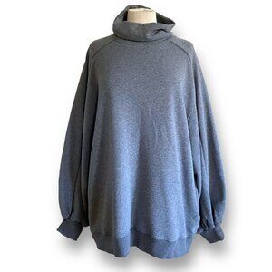 LIT Active Womens Whisper Oversized Turtleneck Sweatshirt Sz L Gray Athleisure